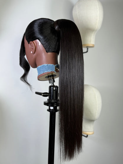 Velvet Flow luxury tie ponytail from Luxe Wraps Collection by Wigs by Shanai.