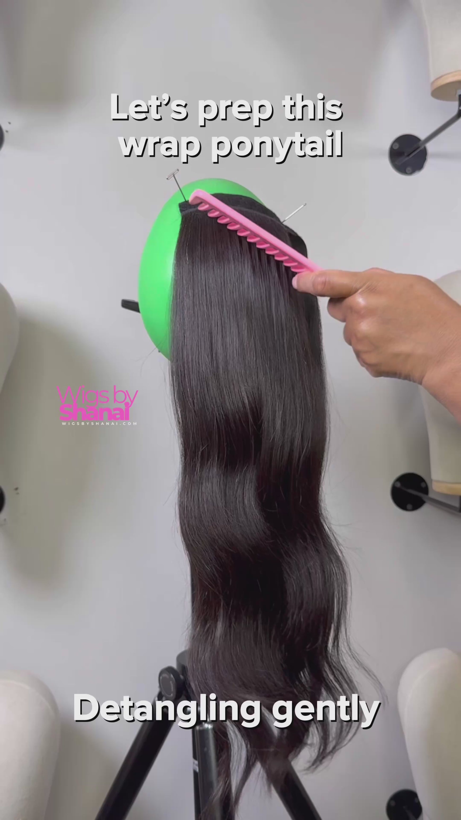 Luxury human hair ponytail – The Silken Sleek with soft curls.